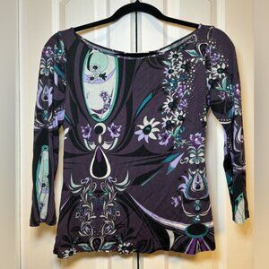 Emilio Pucci - Floral Patterned Women's Top in Size 8 Made in Italy